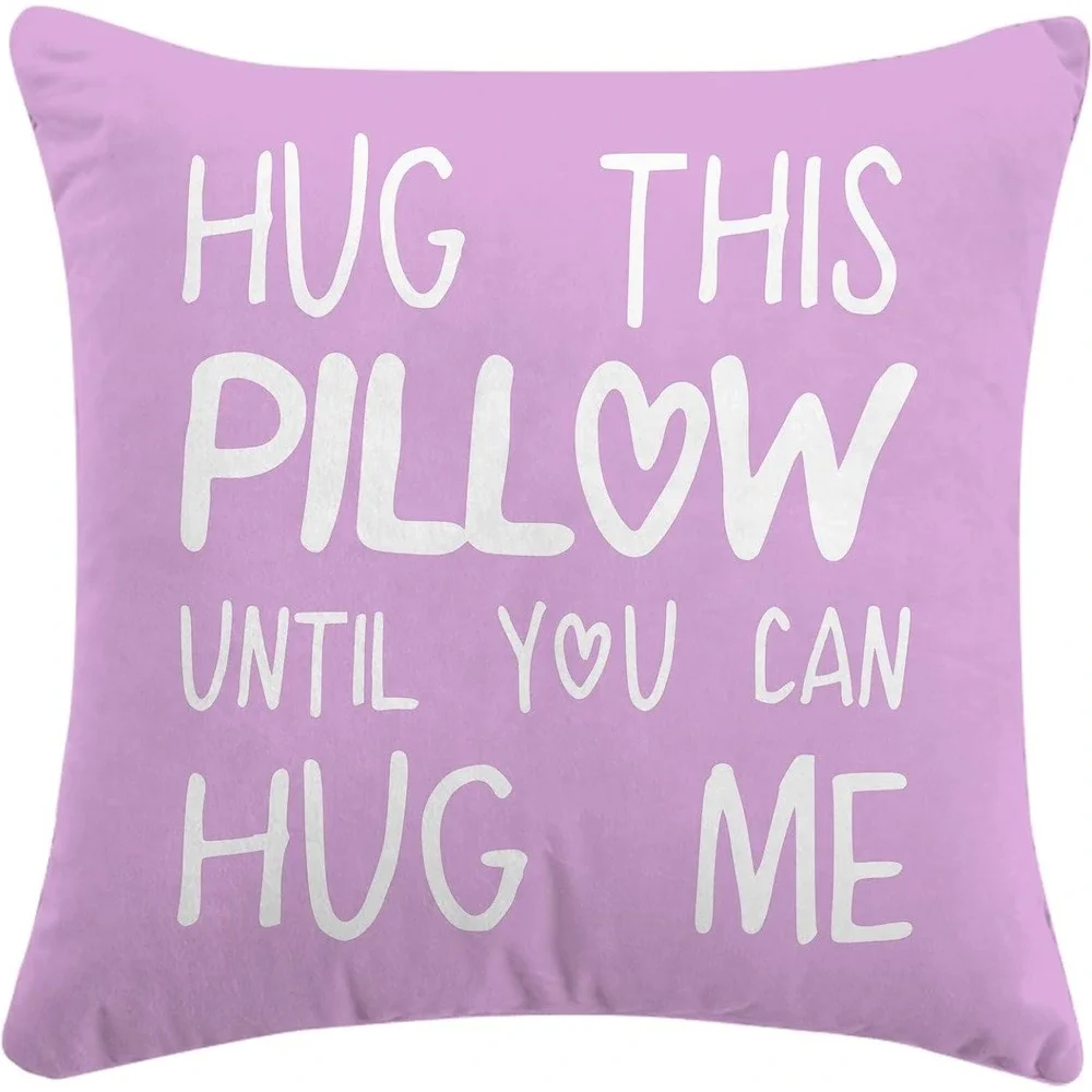 Hug‎ This Pillow Until You Can Hug Me Lavender Purple Flannelette Pillow Cover